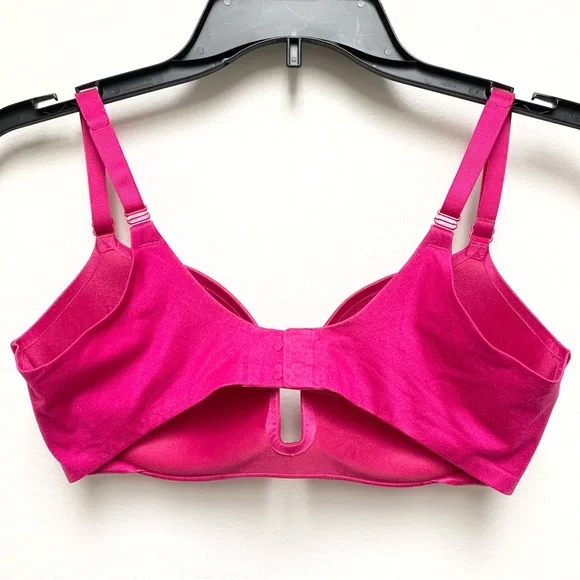 Victorias Secret Lined Demi Bra 34D Magenta Pink with Red Bow Underwire Padded - Picture 6 of 9